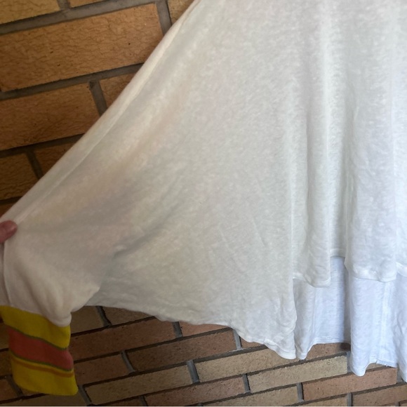 NWT We the Free White High Low Hem Stripe Statement Cuff Oversized Top Small - Picture 3 of 7